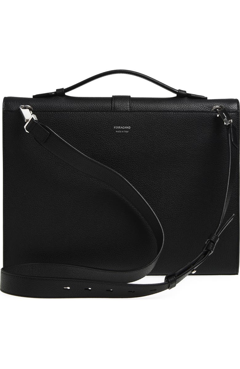 FERRAGAMO Twins Leather Top Handle Bag, Alternate, color, Nero Nero Nero