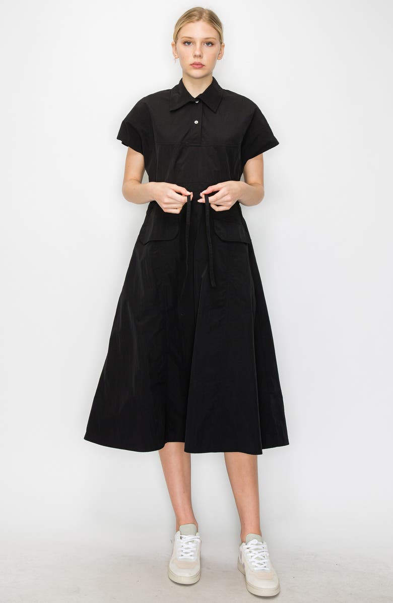 MELLODAY Drawstring Waist Midi Shirtdress, Alternate, color, 
