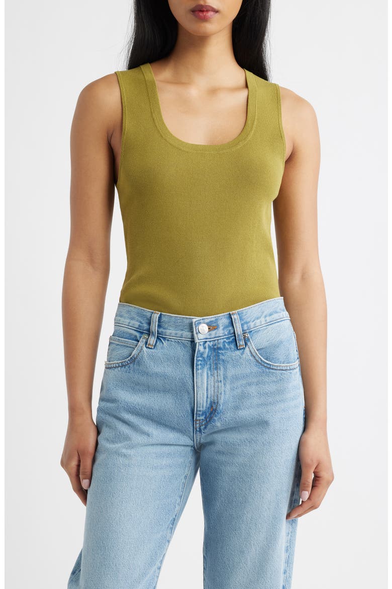 Sleeveless Rib Top, Main, color, GREEN
