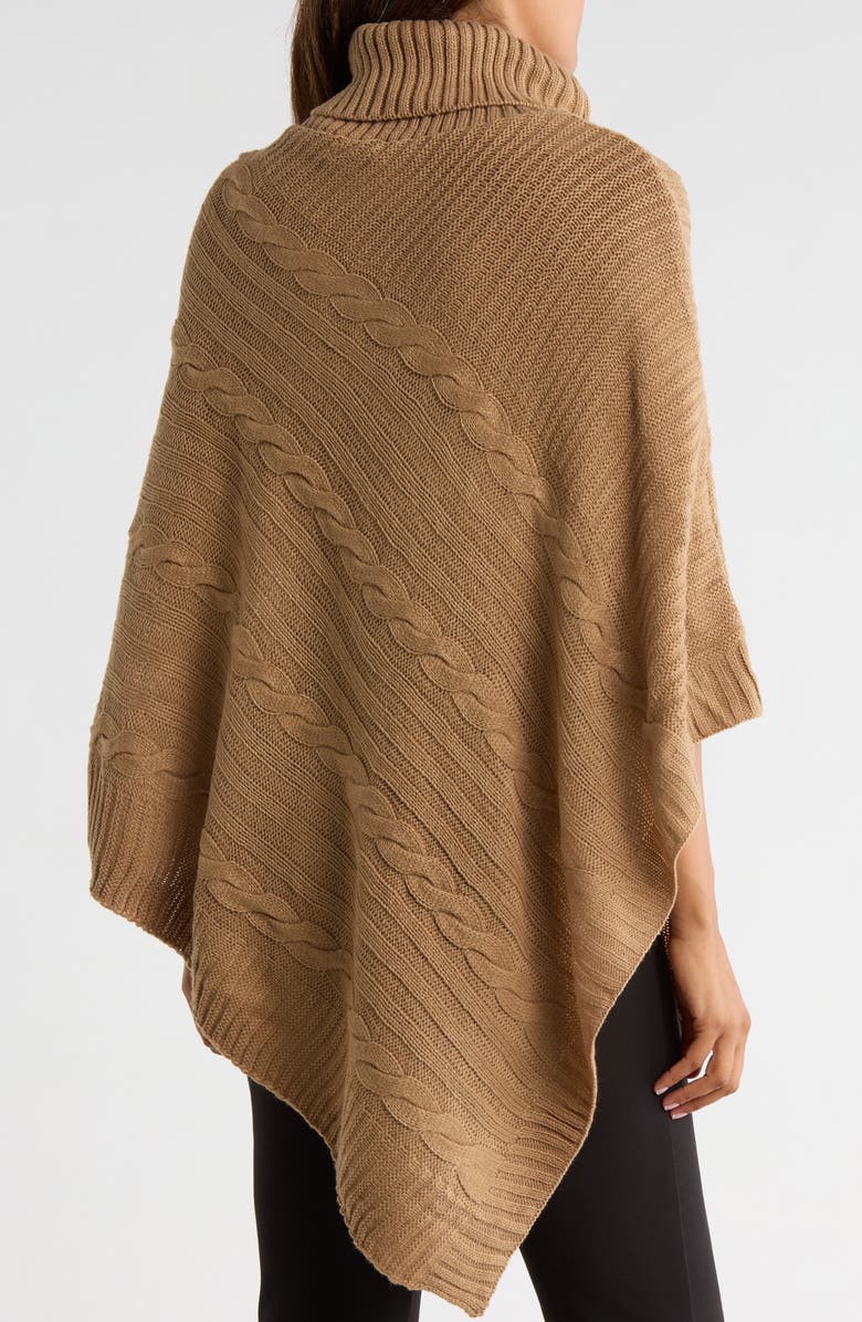 Nanette Lepore Braided Cable Stitch Poncho, Alternate, color, Brown