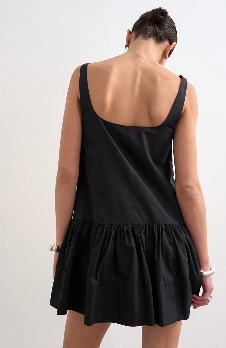Topshop Drop Waist Cotton Poplin Minidress, Alternate, color, Black
