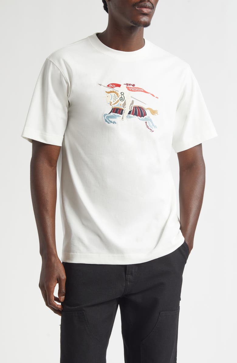 Burberry Ryan EKD Embroidered Cotton T-Shirt, Main, color, Chalk