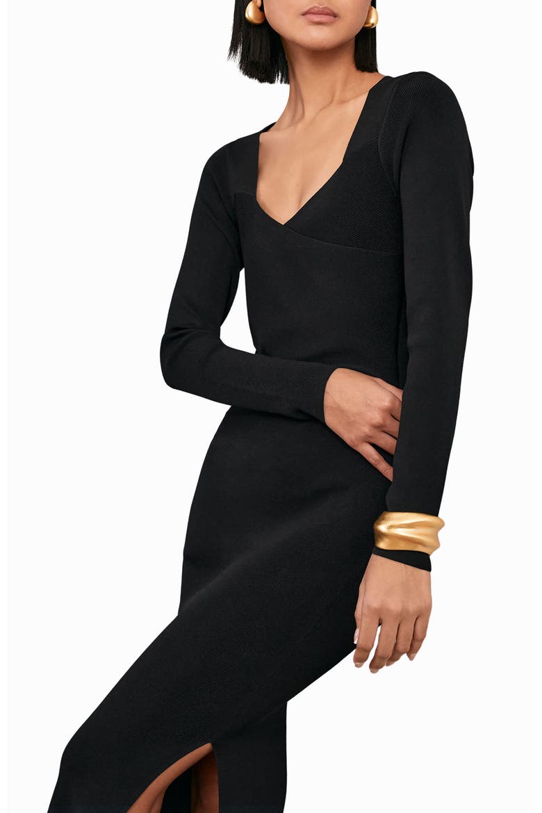 Sophia Long Sleeve Knit Maxi Dress, Main, color, BLACK