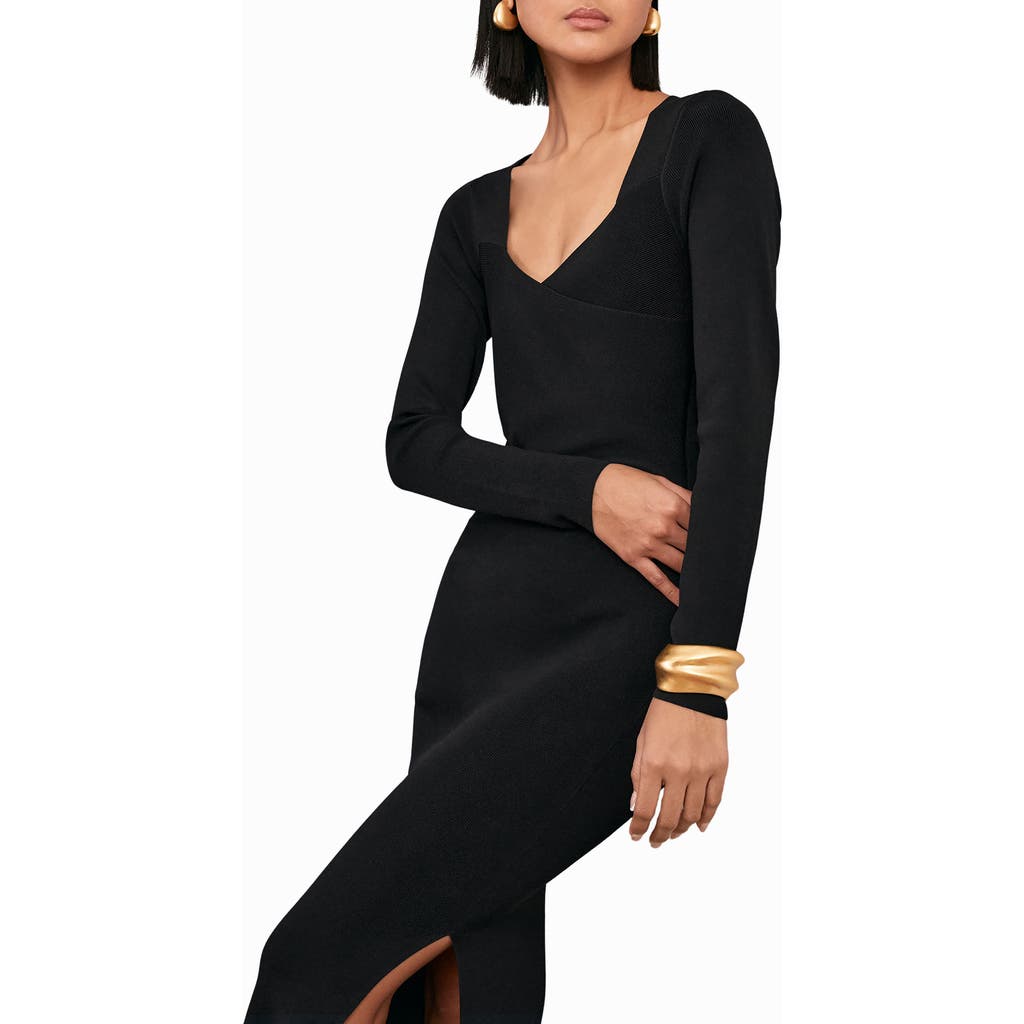 Reiss Sophia Long Sleeve Knit Maxi Dress In Black