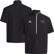 adidas Men's adidas Black Washington Huskies 2024 Coaches Sideline Half-Zip Short Sleeve Jacket