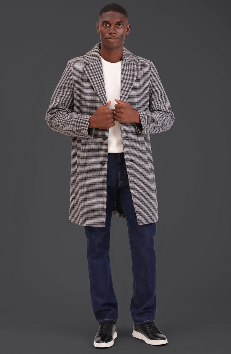 Bagatelle Houndstooth Topcoat, Alternate, color, Grey-Navy Houndstooth