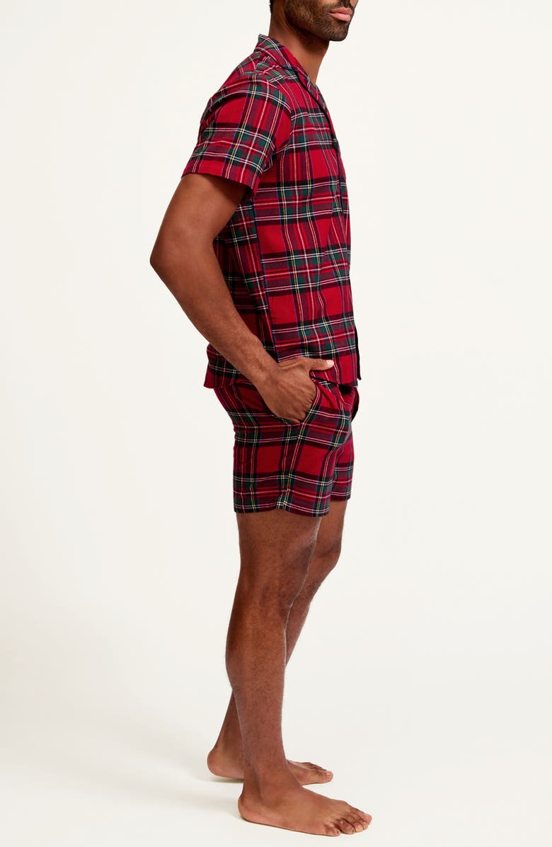 Petite Plume Imperial Tartan Brushed Cotton Twill Short Pajamas, Alternate, color, Red