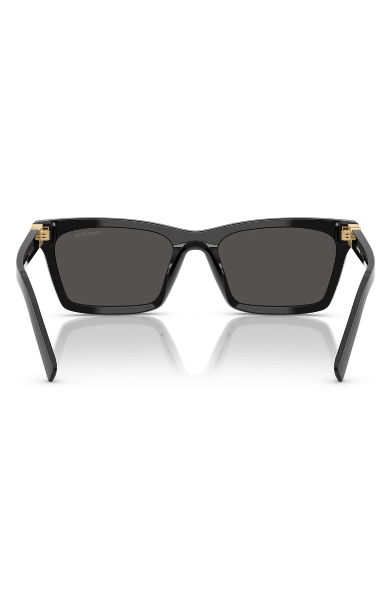 Miu Miu 55mm Rectangular Sunglasses, Alternate, color, Black / Dark Grey