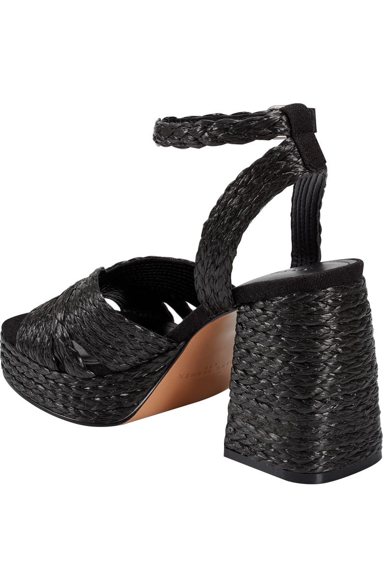 Marc Fisher LTD Janie Raffia Ankle Strap Platform Sandal, Alternate, color, Black