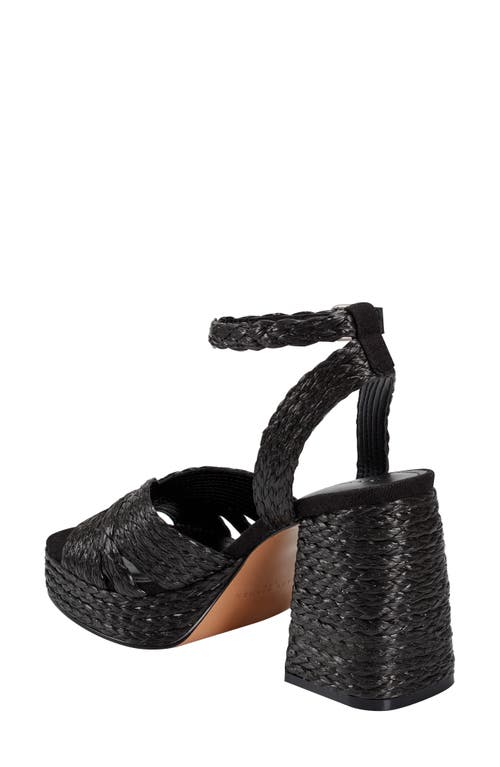 Marc Fisher Ltd Janie Raffia Ankle Strap Platform Sandal In Black