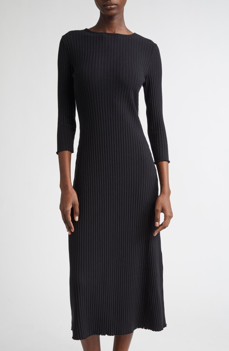 Vince Rib Sweater Dress, Alternate, color, Black