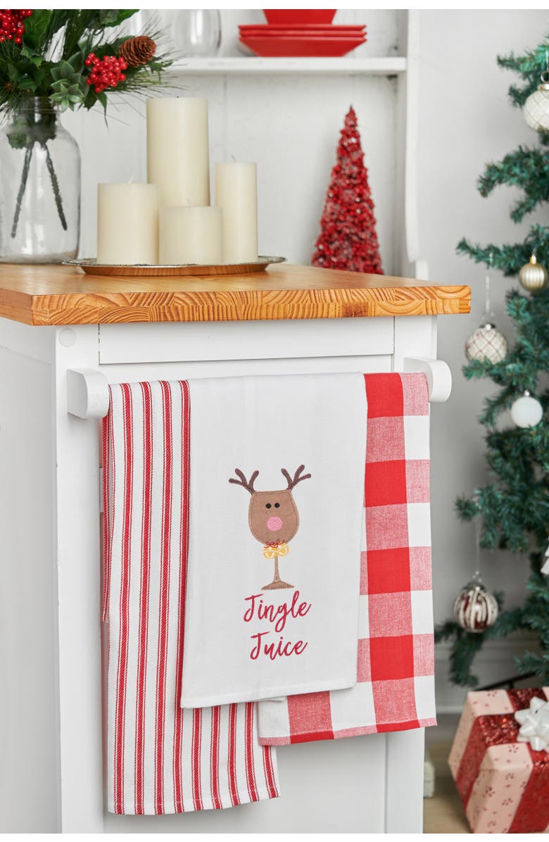 C&F Home Jingle Juice Embroidered Cotton Flour Sack Kitchen Towel, Alternate, color, White