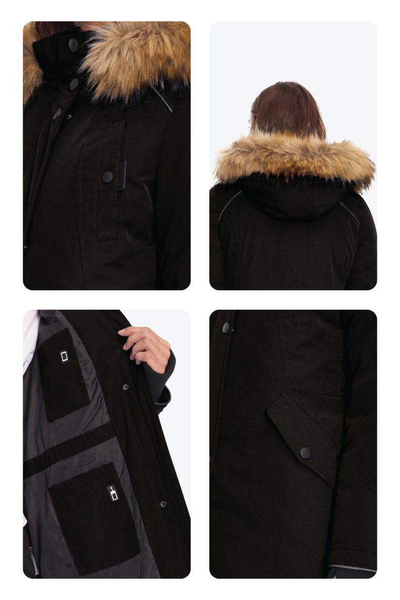 GLACIER - Vegan Down Classic Winter Parka Jacket, Alternate, color, BLACK
