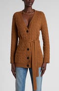 Valentino Garavani Belted Cable Stitch Cashmere Cardigan