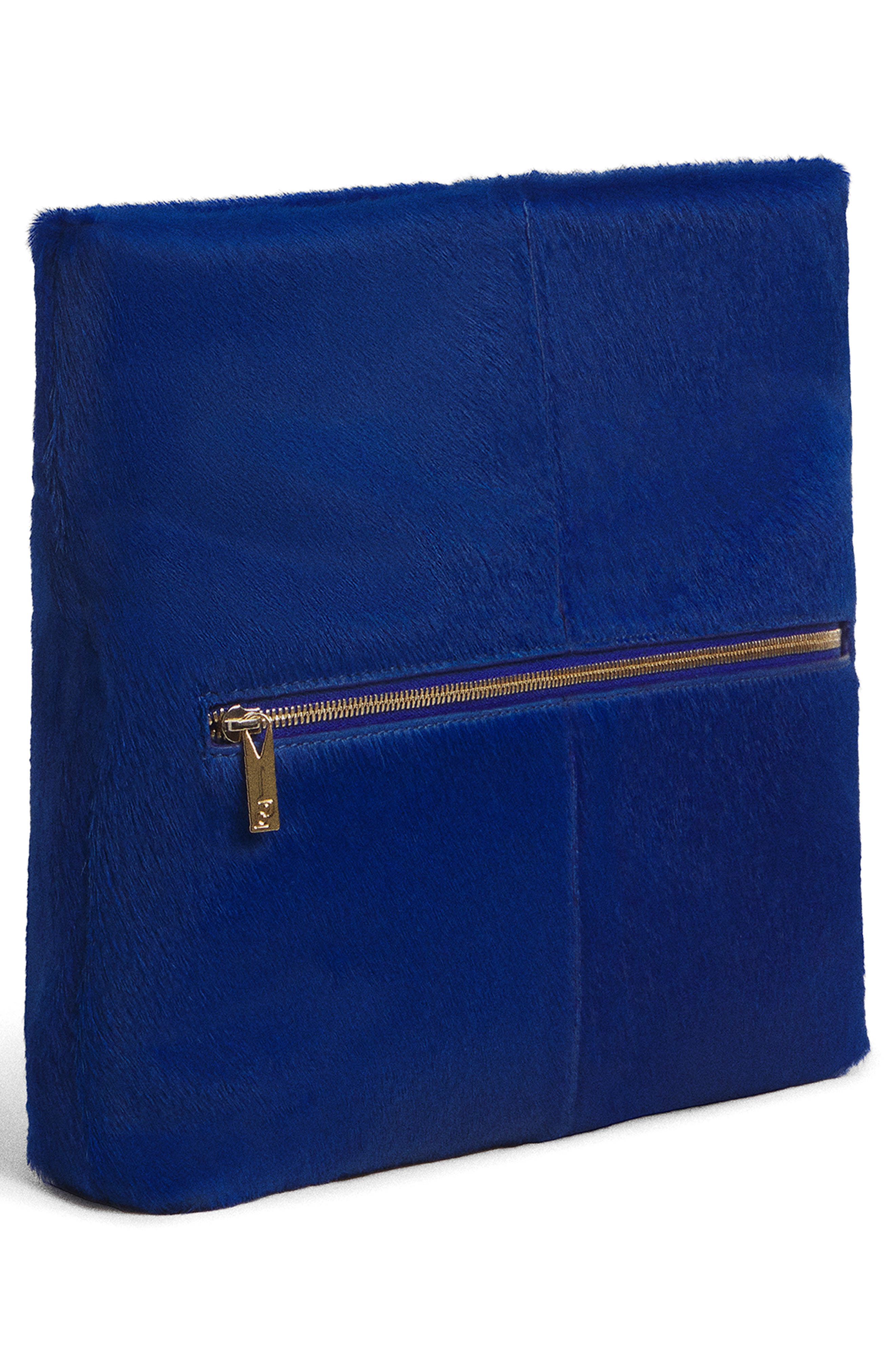 Inez Genuine Calf Hair Clutch, Alternate, color, COBALT HAIRCALF