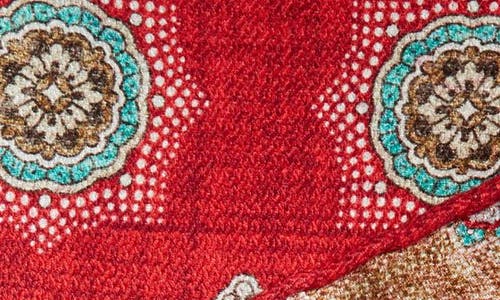 Edward Armah Medallion & Paisley Reversible Silk Pocket Square In Red