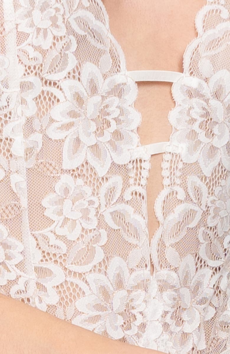 In Bloom by Jonquil Lace Thong Teddy, Alternate, color, Ivory