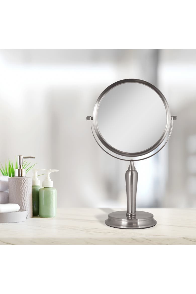 Anaheim Makeup Mirror with 5X/1X Magnification, Alternate, color, Satin Nickel