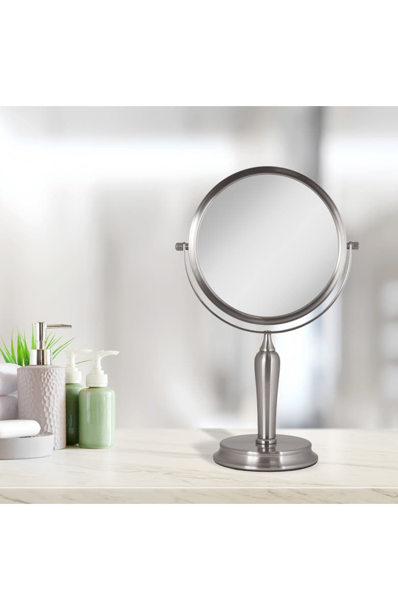 Zadro Anaheim Makeup Mirror with 5X/1X Magnification, Alternate, color, Satin Nickel