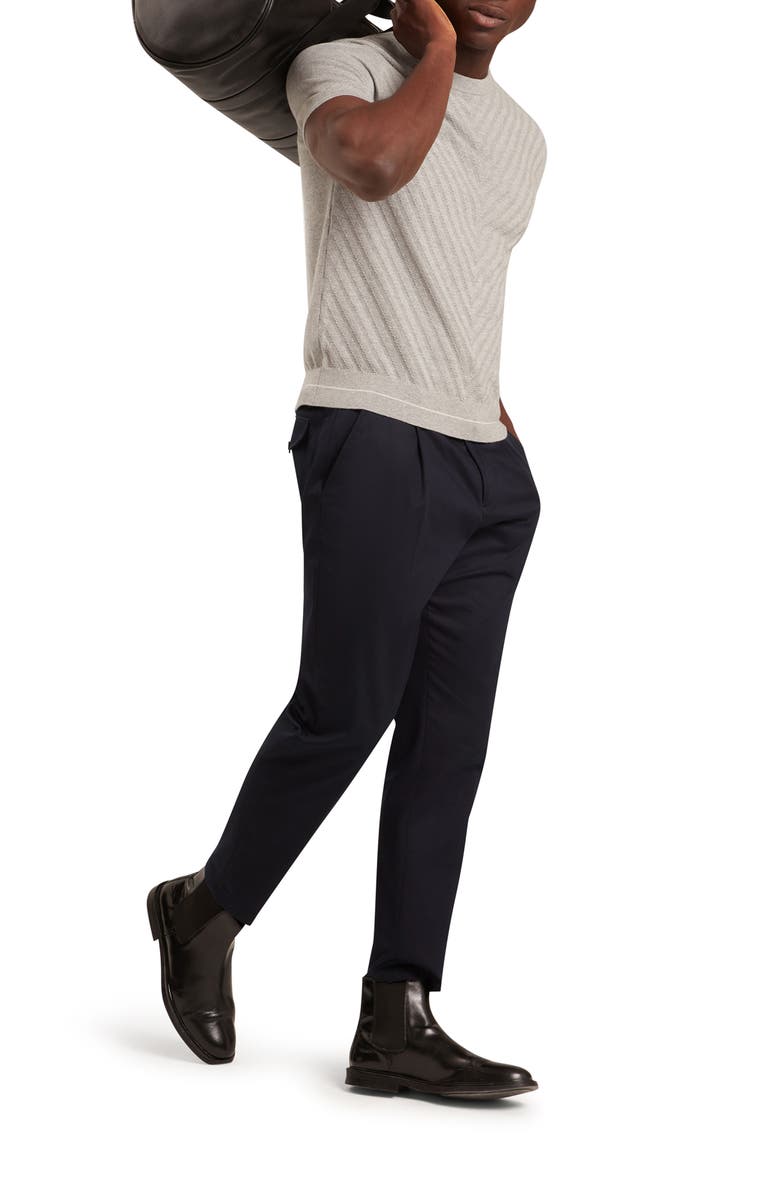 Ted Baker Canon Chevron Texture Short Sleeve Cotton & Wool Crewneck Sweater, Alternate, color, Light-Grey