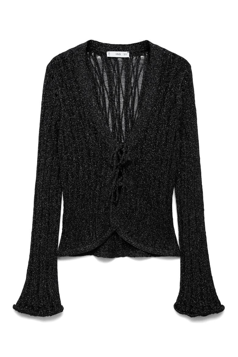 Metallic Cardigan, Alternate, color, BLACK
