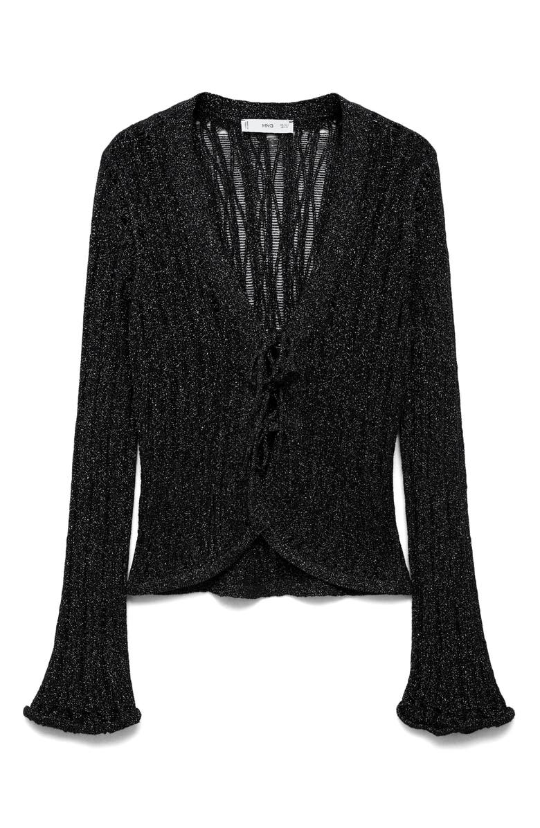 MANGO Metallic Cardigan, Alternate, color, Black
