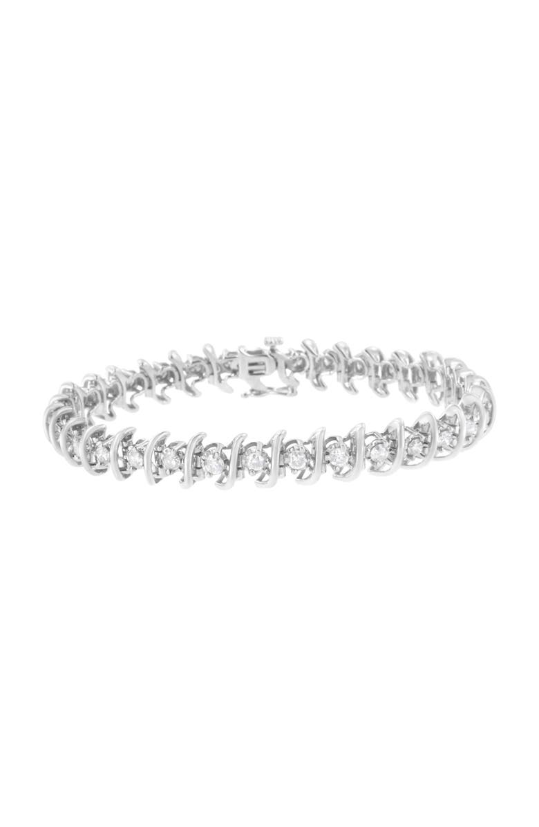 Haus of Brilliance Silver 3 cttw Diamond "S" Link Bracelet, Main, color, White