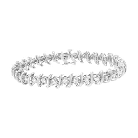 Silver 3 cttw Diamond "S" Link Bracelet