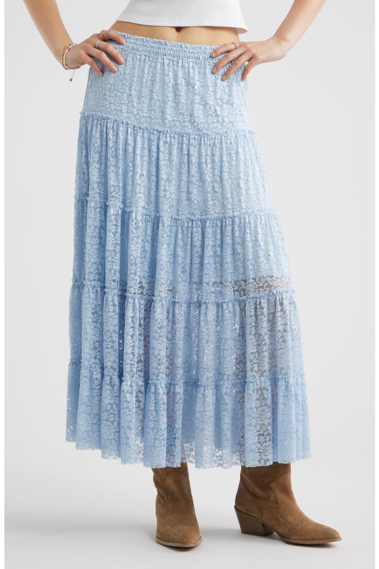 Lace Maxi Skirt, Main, color, BLUE BIRD