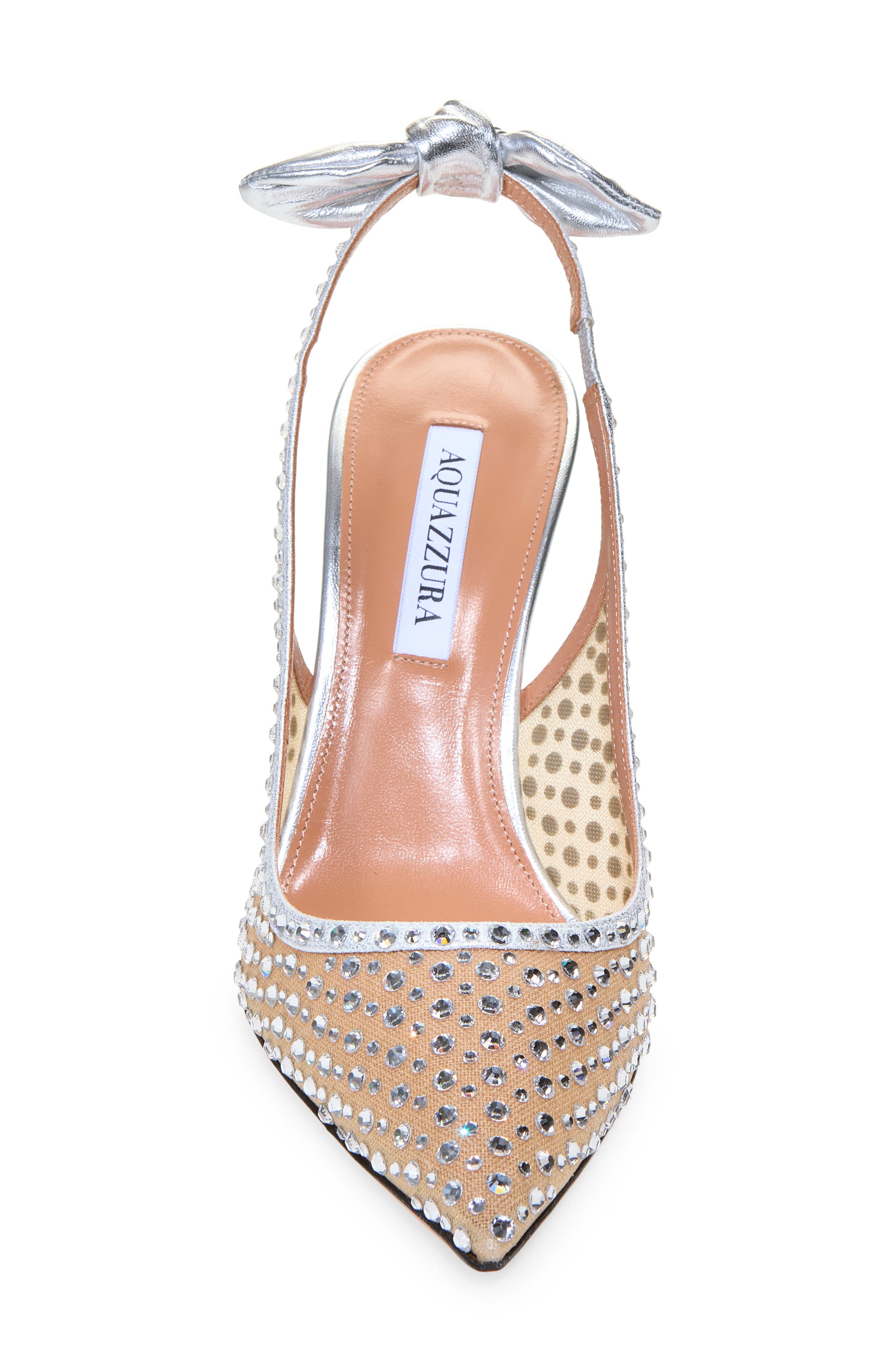 Bow Rhinestone Slingback Sandal, Alternate, color, SILVER