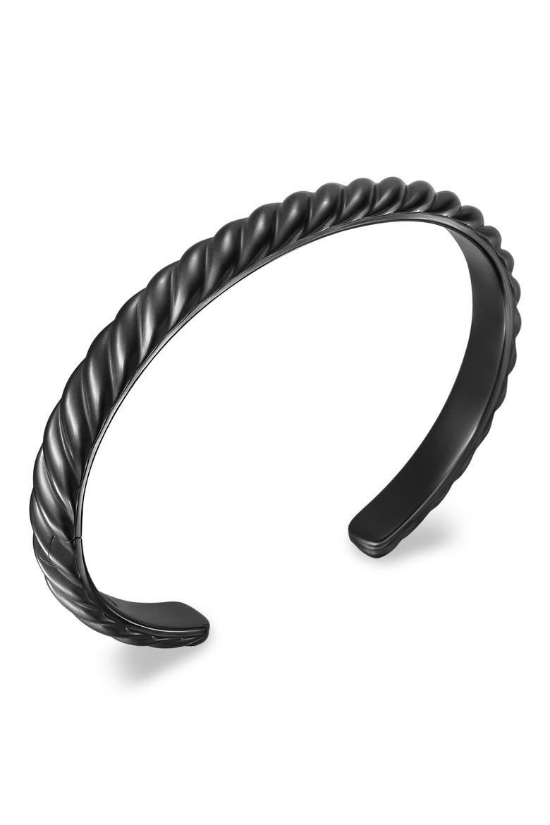Men's Sculpted Cable Cuff Bracelet in Black Titanium, 7mm, Alternate, color, BLACK TITANIUM
