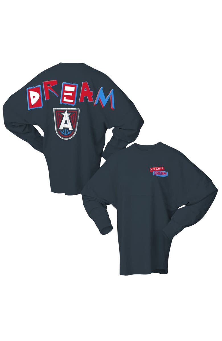 SPIRIT JERSEY Women's Spirit Jersey Charcoal Atlanta Dream Patches Oversized Long Sleeve T-Shirt, Alternate, color, Charcoal