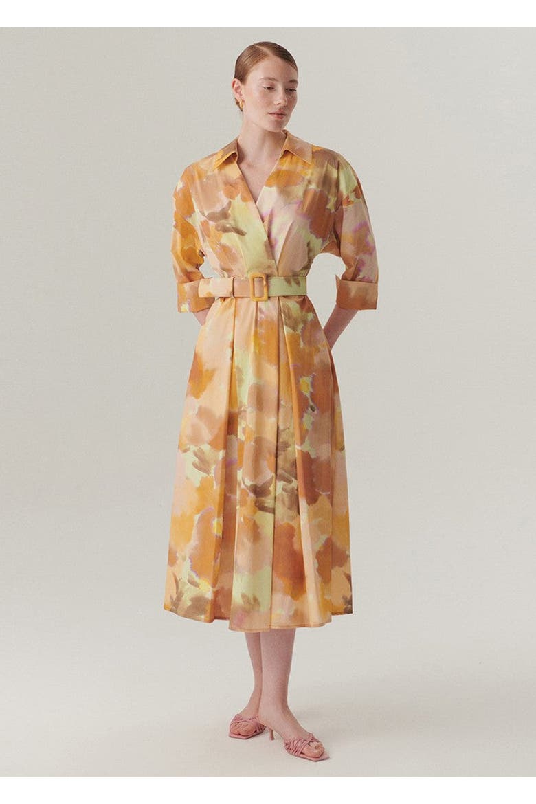 Brooklyn Midi Dress, Alternate, color, Yellow Patterned