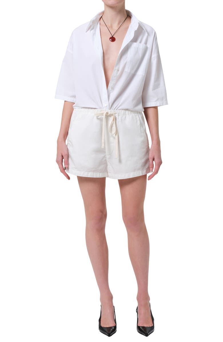 Citizens of Humanity Frances Cape Cotton Cropped Button-Up Shirt, Alternate, color, Optic White
