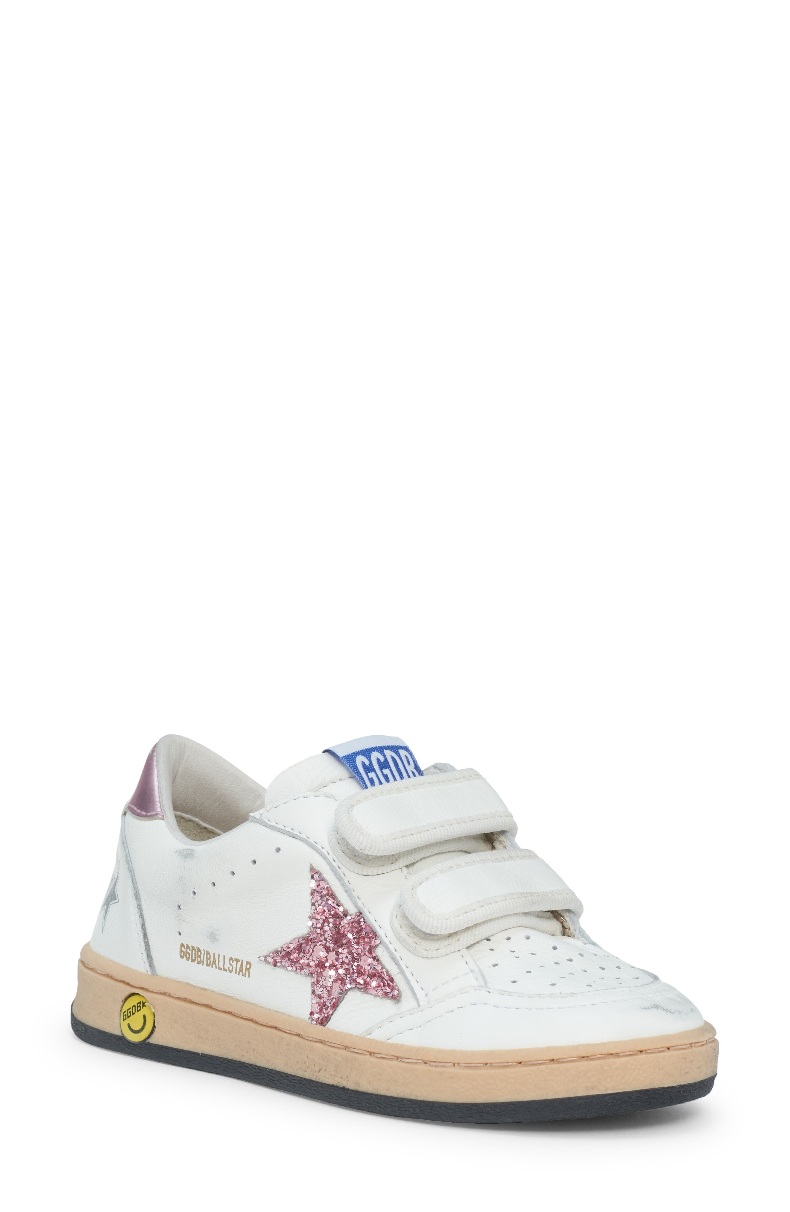 Golden Goose Kid's Ball Star Glitter Leather Sneaker, Main, color, 
