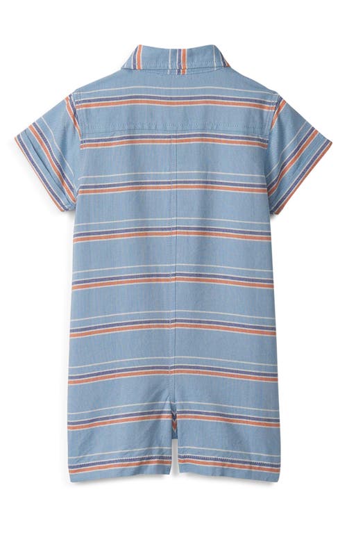 Hatley Stripe Cotton Chambray Romper In Heritage Blue