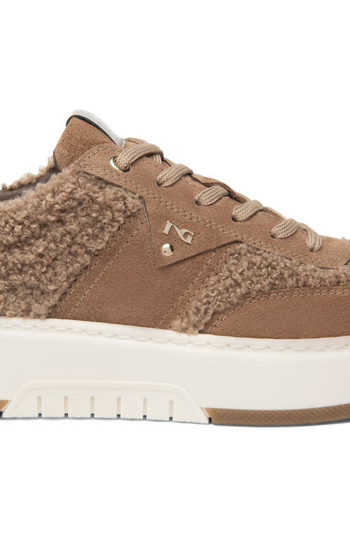 Nerogiardini Retro Faux Shearling Sneaker In Brown