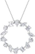 Bliss Diamond 3Ct Multi Shape Ferra Diamond Circle Pendant 14k Gold Necklace 18"