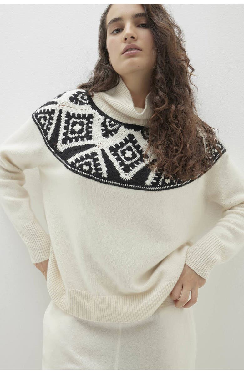 NAKED CASHMERE Oona Cashmere Blend Turtleneck Sweater, Alternate, color, Natural/Black