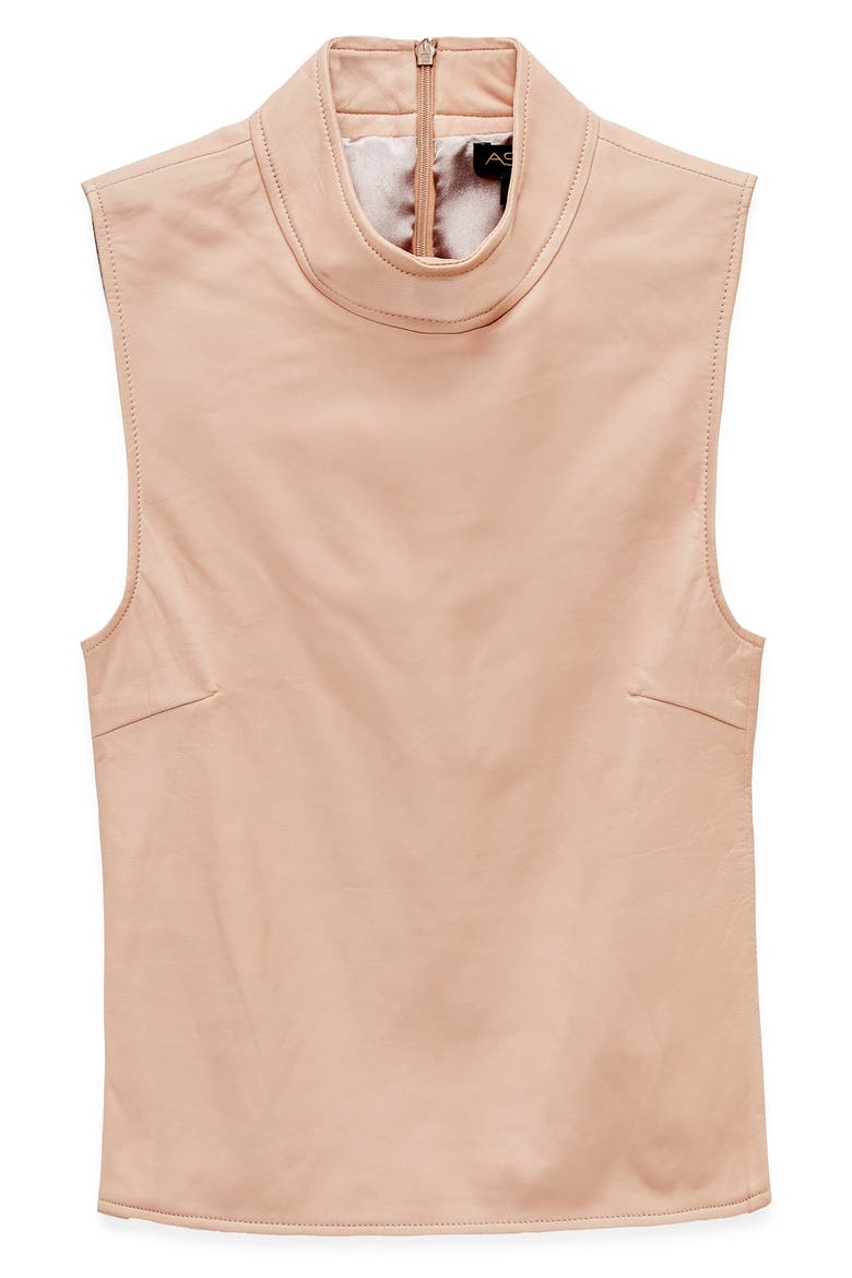 Crawford Mock Neck Sleeveless Recycled Leather Top, Alternate, color, PARISIAN ROSE