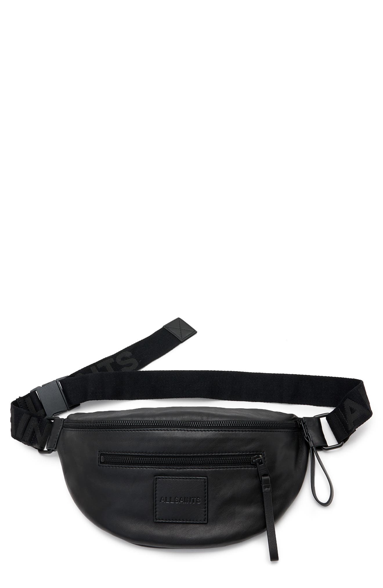 AllSaints Itoko Lambskin Leather Bum Bag, Main, color, 