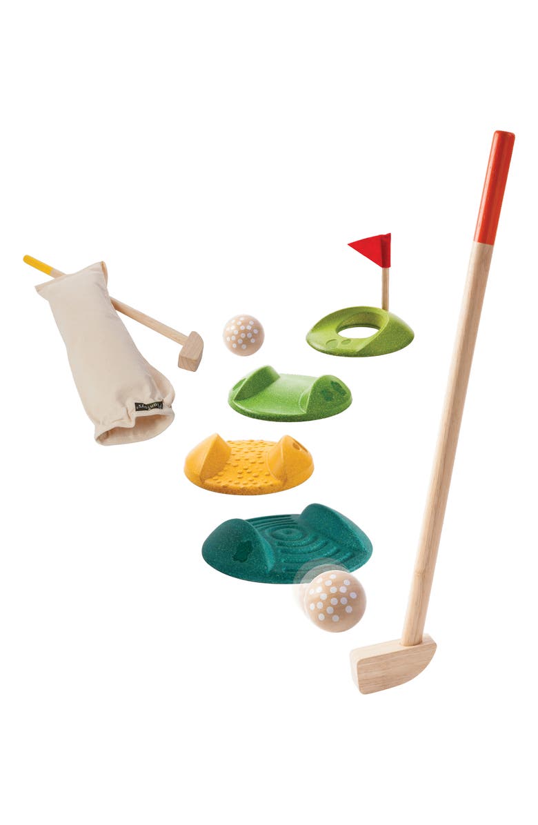 PlanToys<sup>®</sup> 8-Piece Mini Golf Playset, Alternate, color, Brown