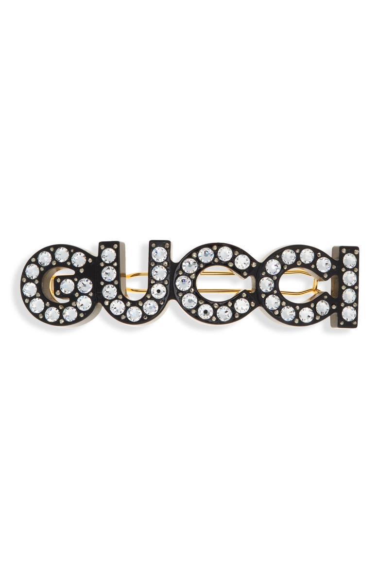 Crystal & Stud Barrette, Main, color, BLACK