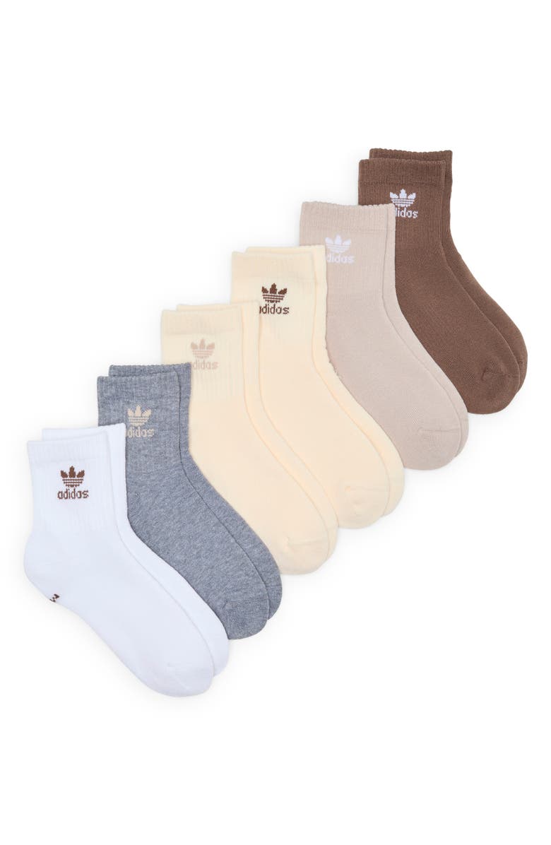 adidas Originals Trefoil 6-Pack Quarter Socks, Main, color, 