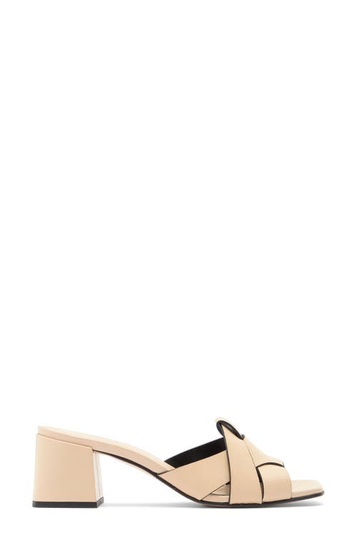 2 Twin Hearts Cross Band Block Heel Sandal In Light Beige