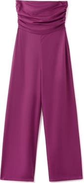 MANGO TEEN Strapless Wide Leg Jumpsuit