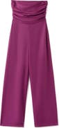 MANGO TEEN Strapless Wide Leg Jumpsuit