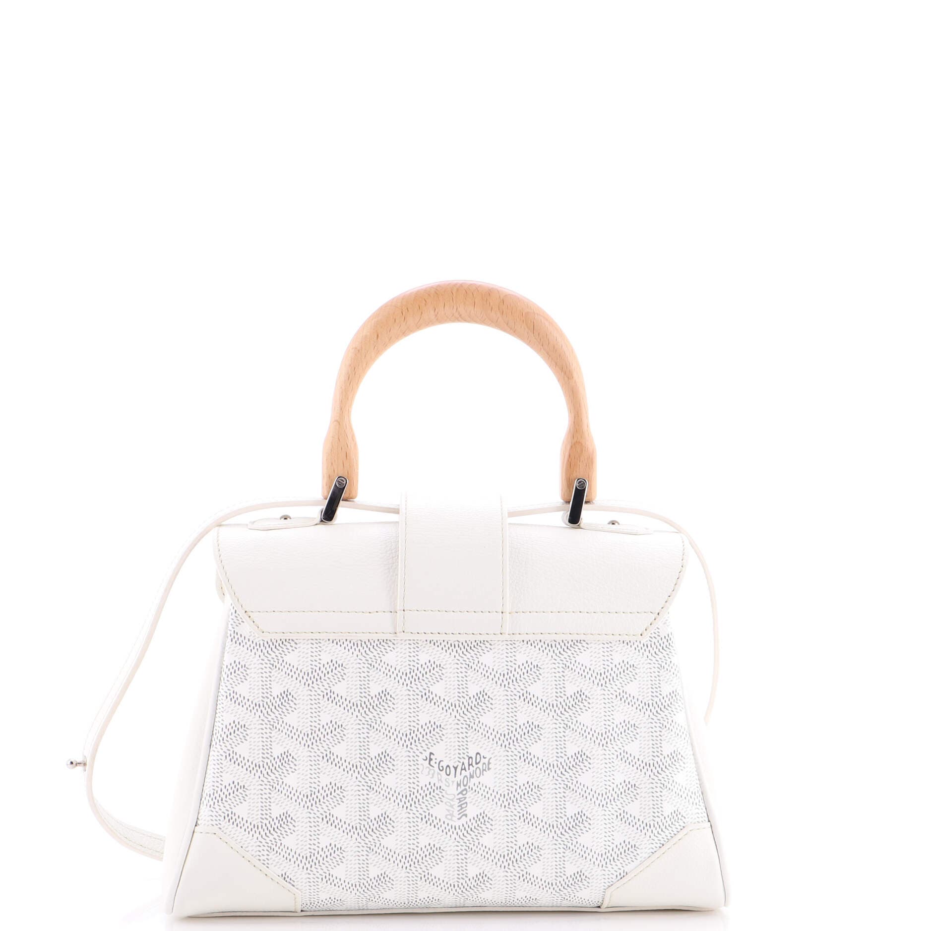 Pre-Owned Goyard Saigon Top Handle Bag Coated Canvas with Leather Mini, Alternate, color, White