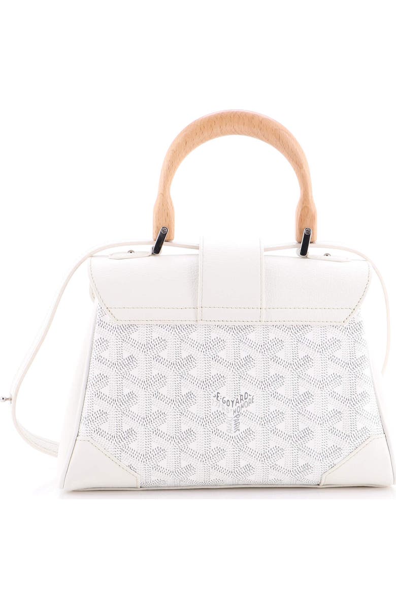 Pre-Owned Goyard Saigon Top Handle Bag Coated Canvas with Leather Mini, Alternate, color, White