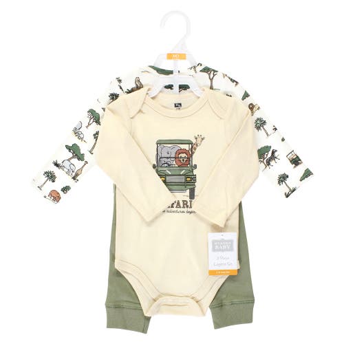 Hudson Baby Cotton Bodysuit And Pant Set In Green